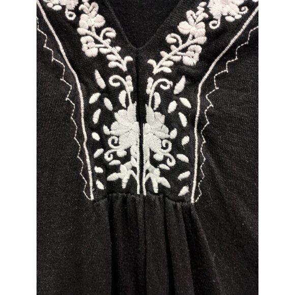 Y2K Cache Sweater Womens Medium Black Embroidered BOHO Long Sleeve V-Neck - Picture 3 of 7